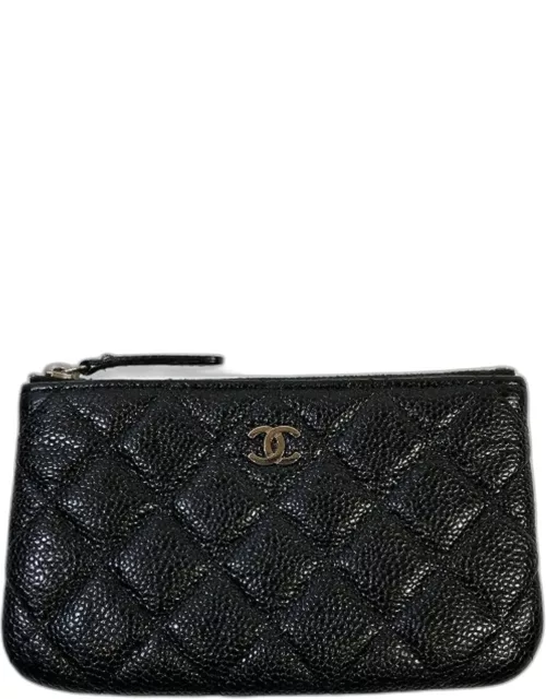 CHANEL Caviar Leather Quilted Keychain Wallet
