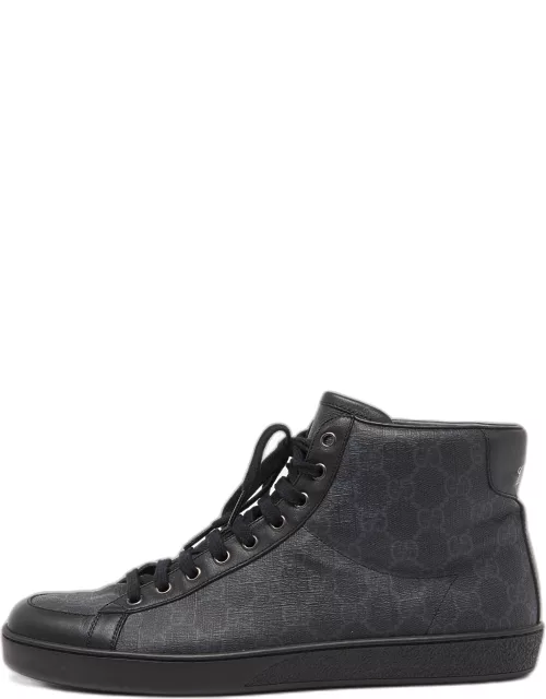 Gucci Black GG Supreme Canvas and Leather Brooklyn High Top Sneaker
