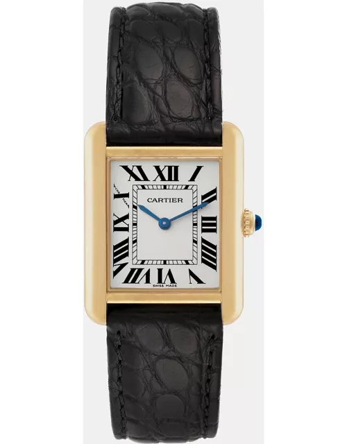 Cartier Tank Solo Small Yellow Gold Steel Silver Dial Ladies Watch W1018755 30.0 mm x 23.0 m