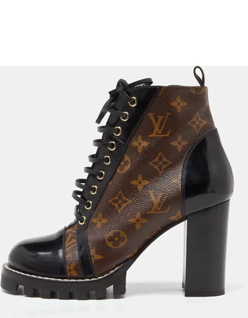 Louis Vuitton Brown/Black Monogram Canvas And Patent Leather Star Trail Ankle Boot