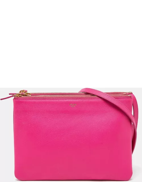 Celine Pink Leather Large Trio Zip Crossbody Bag