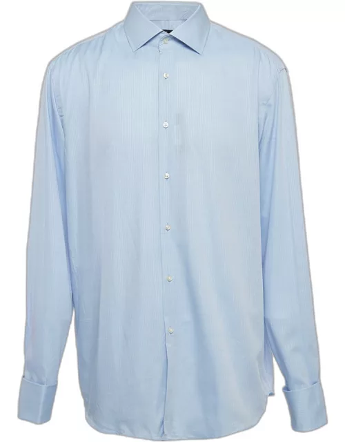 Boss By Hugo Boss Blue Pinstripe Cotton Long Sleeve Shirt