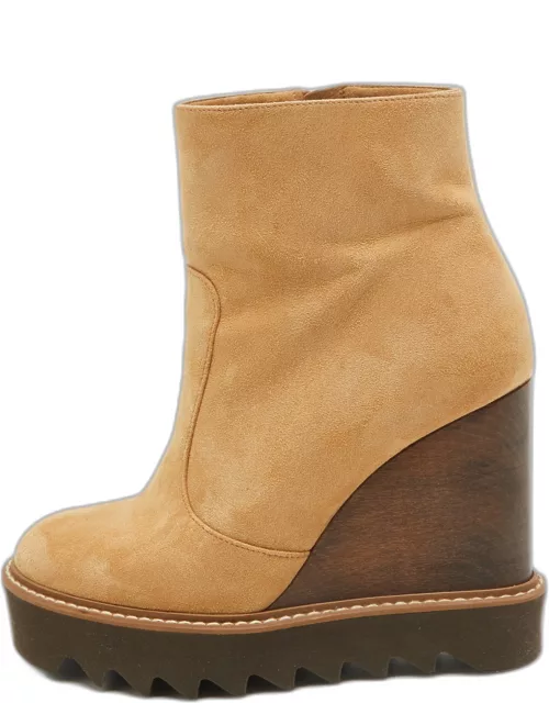 Stella McCartney Brown Suede Leana Wadge Ankle Boot