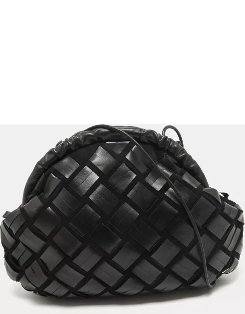 Furla Black Woven Leather and Suede Essentials Clutch