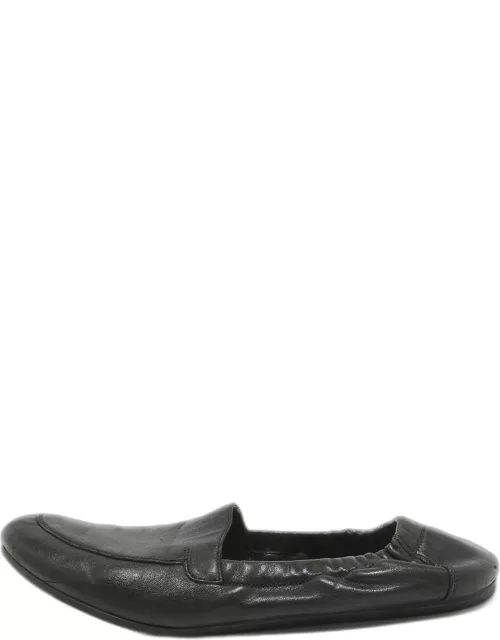 Prada Black Leather Scrunch Slip On Sneaker