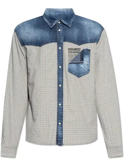 Dsquared2 Panelled Buttoned Denim Shirt
