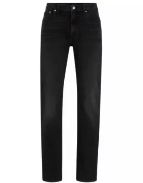Slim-fit jeans in black stretch denim- Dark Grey Men's Jean