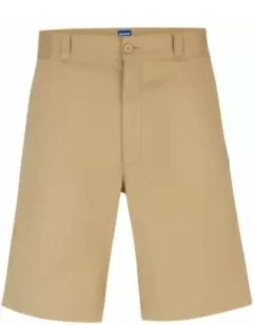 Regular-fit regular-rise shorts in cotton twill- Beige Men's Pant