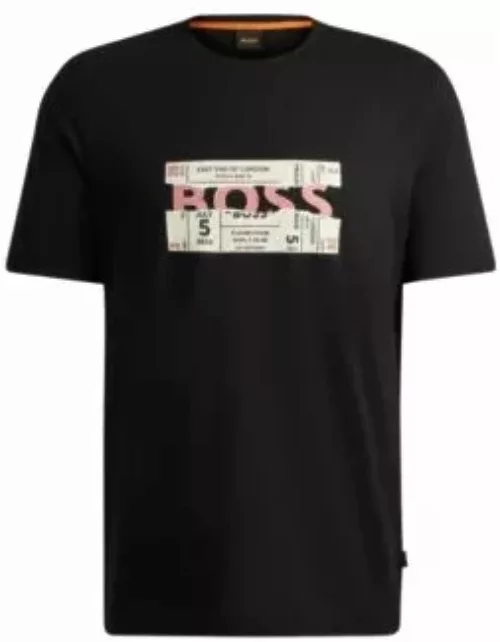 Regular-fit T-shirt in cotton with seasonal artwork- Black Men's T-Shirt
