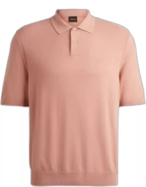 Short-sleeved polo sweater with embroidered logo- light pink Men's Sweater
