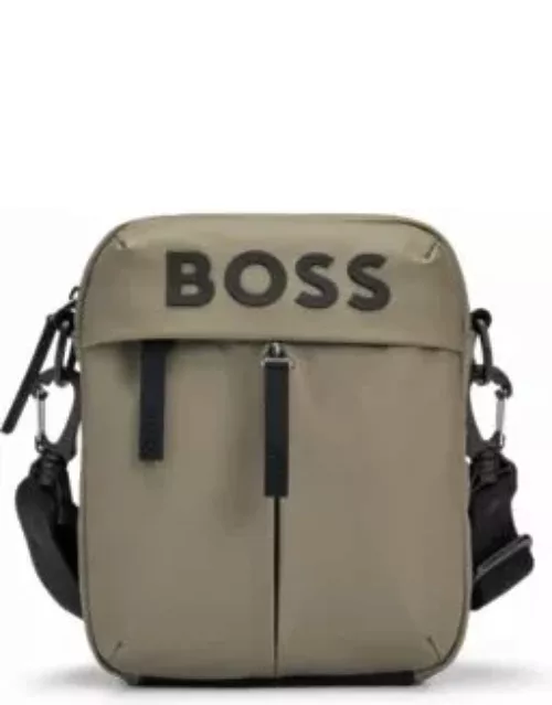 Faux-leather reporter bag with tonal logo- Light Green Men's Reporter bag