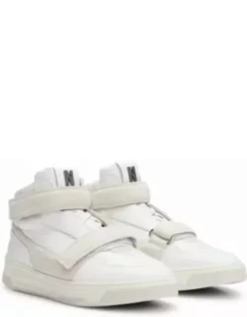 NAOMI x BOSS leather high-top trainers with riptape straps- White Women's Sneaker