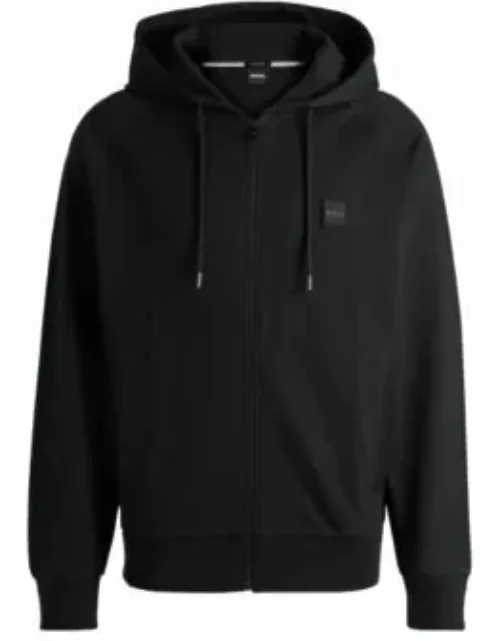 Zip-up hoodie with logo badge- Black Men's Tracksuit