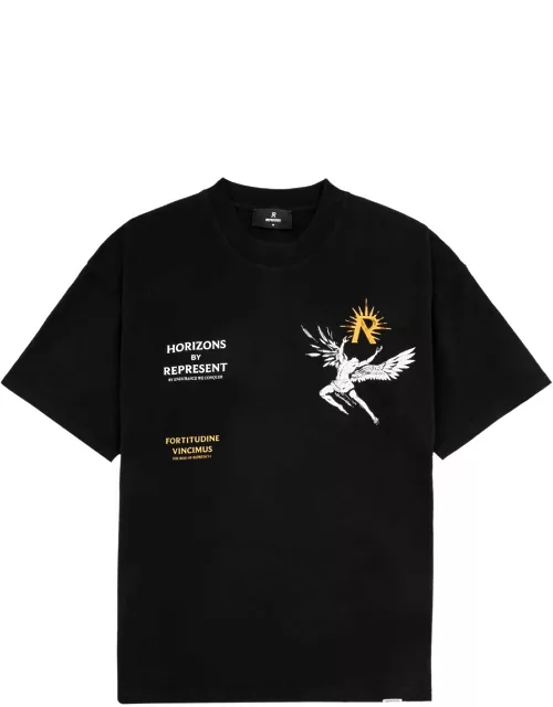Represent Icarus Printed Cotton T-shirt - Black