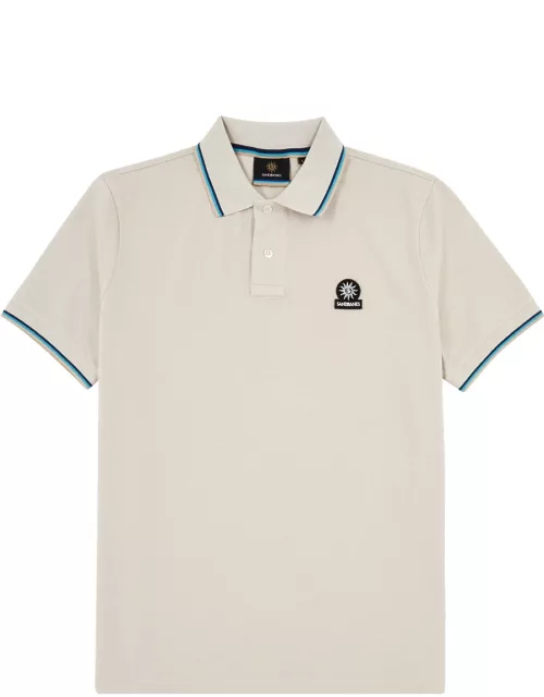 Sandbanks Stripe-trimmed Logo Piqué Cotton Polo Shirt - Beige