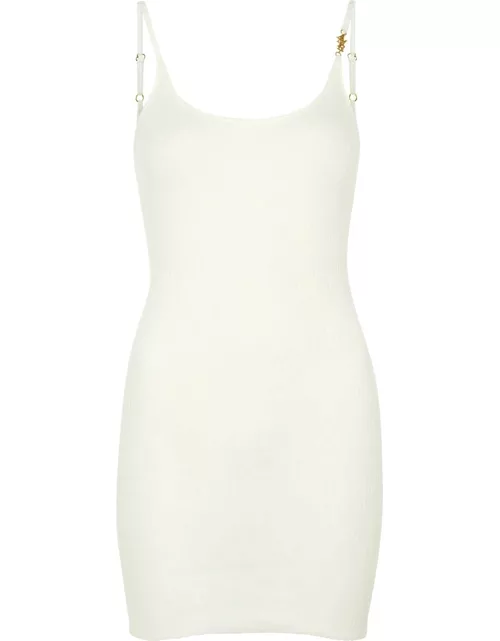 Amiri Logo Ribbed Cotton-blend Mini Dress - Cream - M/L (UK14 / L)