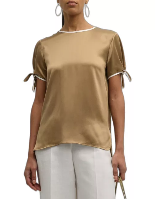Pania Short-Sleeve Ties Silk Shirt