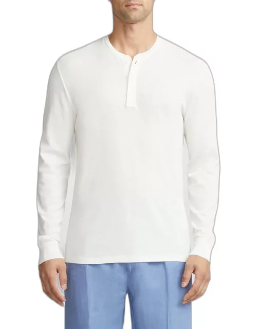 Men's Textured Cotton-Silk Henley Shirt