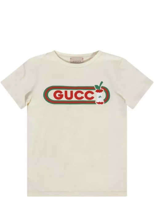 Gucci Apple Logo Printed Crewneck T-shirt