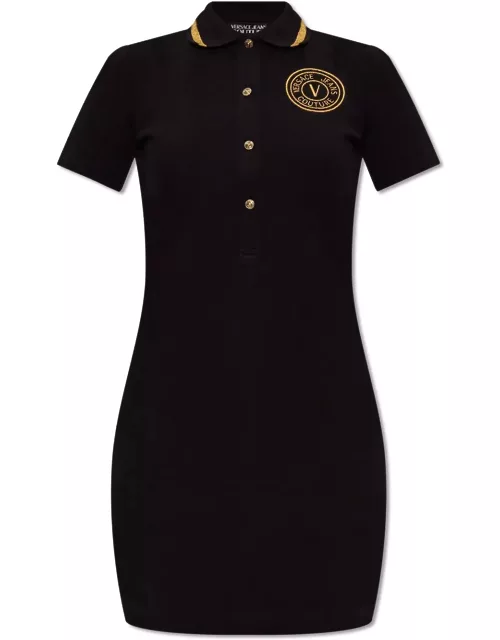 Versace Jeans Couture Short Sleeves Polo Neck Mini Dres