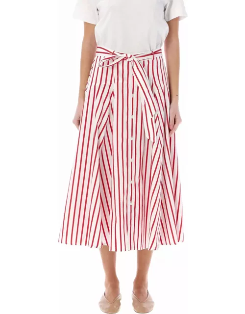Polo Ralph Lauren Midi Striped Flare Skirt