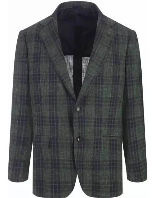 Kiton Green Check Wool Classic Blazer