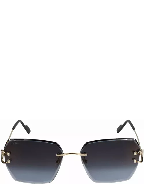 Cartier Eyewear Pentagon Lens Straight Rim Sunglasse