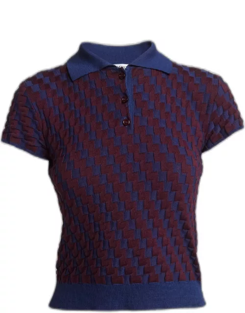 Contrast Knit Polo Top