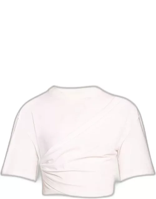 Maven Short-Sleeve Draped Organic Cotton Top