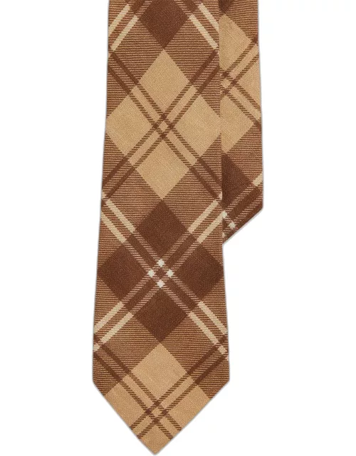 Men's Tonal Plaid Linen Tie