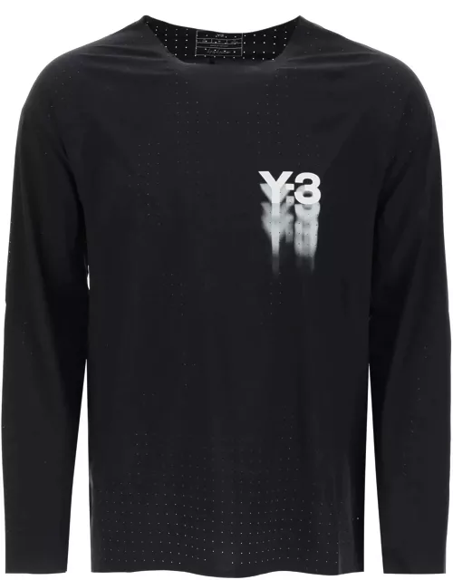 Y-3 long-sleeved perforated jersey t