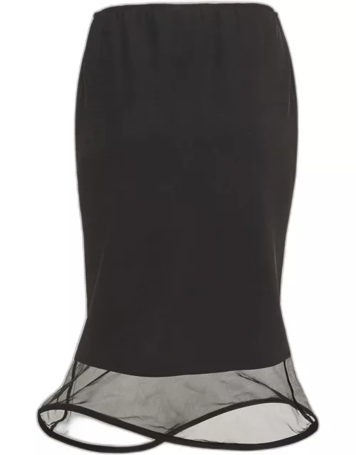 Emporio Armani Black Jersey Wired Hem Pencil Skirt