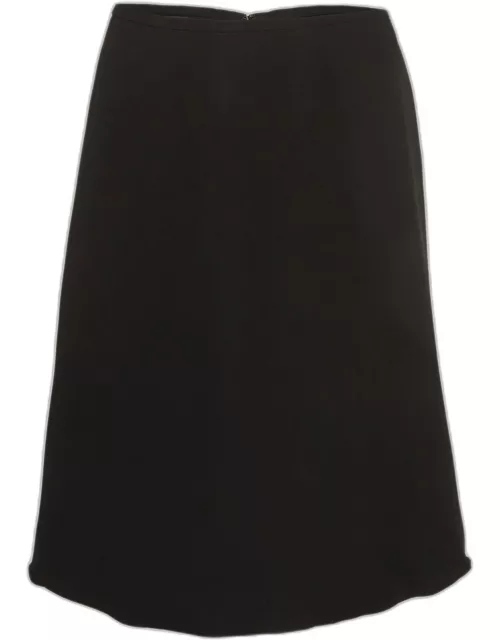 Giorgio Armani Black Silk Flared Knee Length Skirt