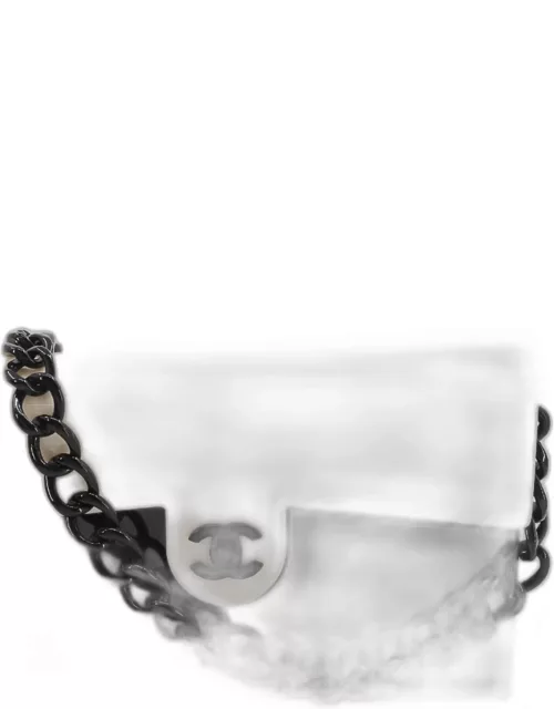 Chanel Black Ivory Hard Evening Plastic Small Evening Shoulder Flap Bag