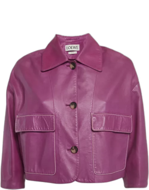 Loewe Pink Lambskin Leather Cropped Shirt