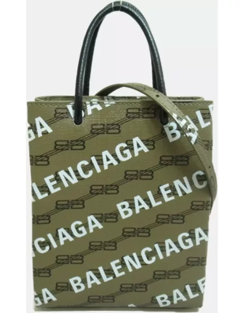 Balenciaga Brown Canvas BB Monogram Logo Shopping Tote Bag