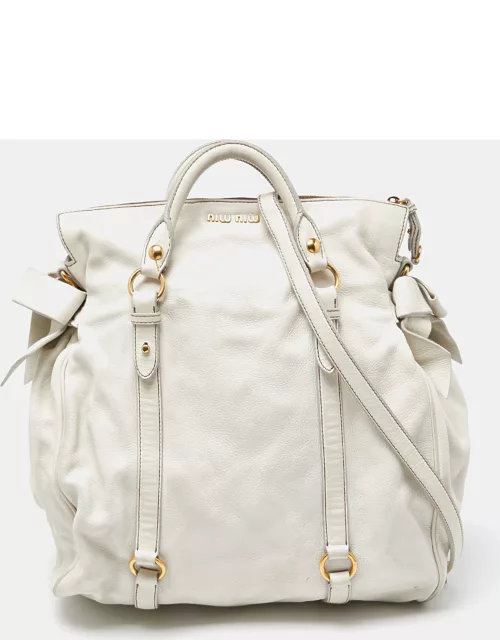 Miu Miu White Leather Fold Over Bow Bag