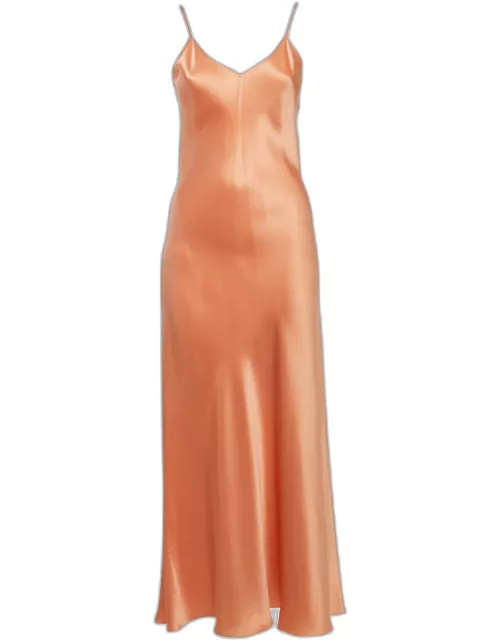 Racil Pastel Orange Silk Satin Maxi Slip Dress Dress