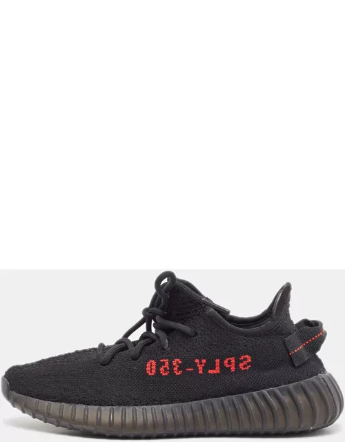 Yeezy x Adidas Black/Red Knit Fabric Boost 350 V2 Bred Sneaker