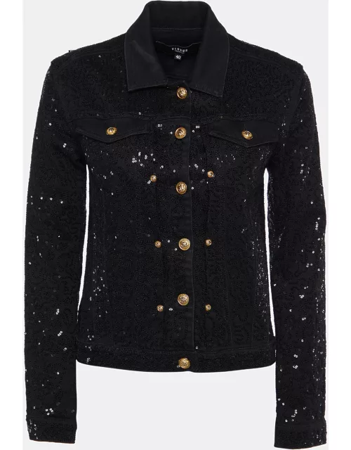 Versus Versace Black Denim Sequined Jacket