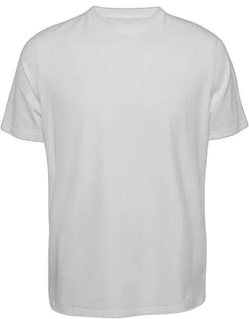 Burberry White Logo Embroidered Cotton Crew Neck T-Shirt