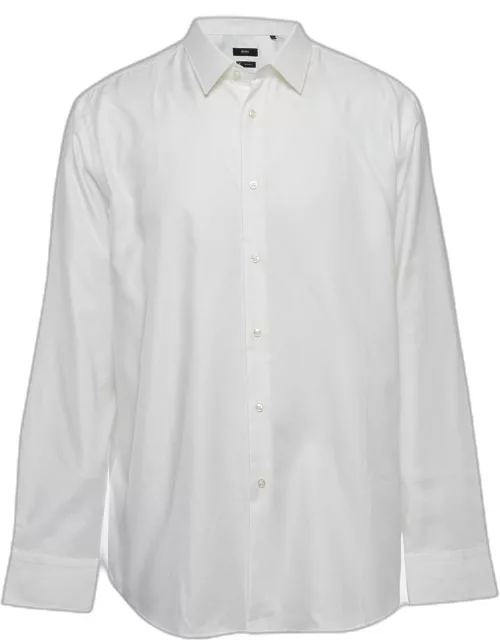 Boss By Hugo Boss White Textured Cotton Long Sleeve Shirt