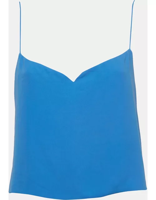 Kenzo Blue Crepe Sweetheart Neck Strappy Top