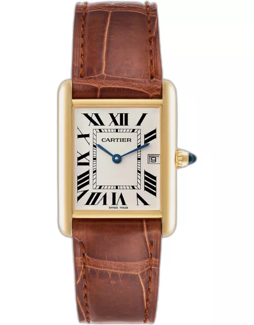 Cartier Tank Louis Yellow Gold Brown Leather Strap Mens Watch W1529756 25.0 mm x 33.0 m