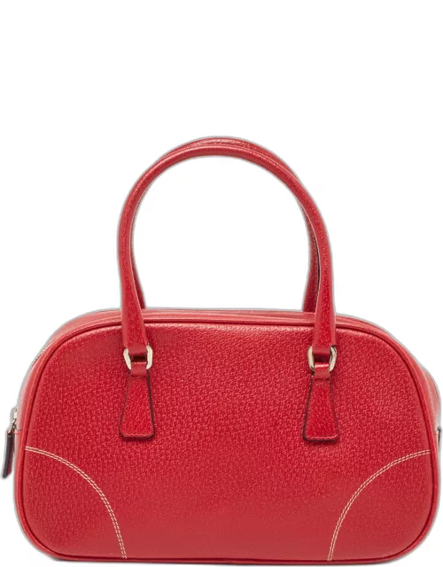 Prada Red Leather Mini Bowler Bag