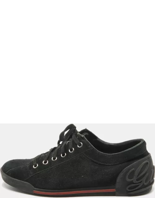 Gucci Black Suede Lace Up Sneaker
