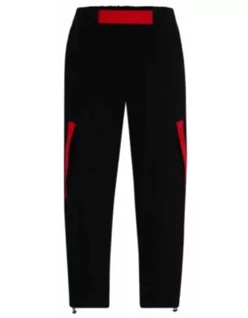 Relaxed-fit tracksuit bottoms with red logo tape- Black Men's Jogging Pant