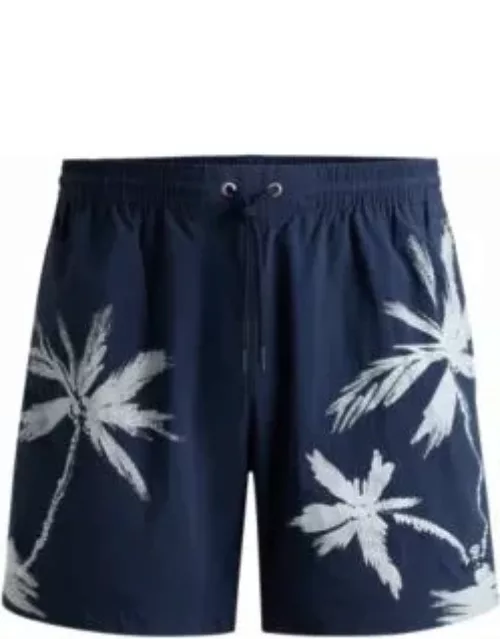 Quick-dry swim shorts with seasonal pattern- Dark Blue Men's Swim Short