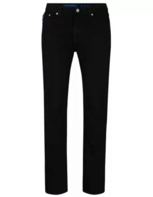 Slim-fit jeans in black stretch denim- Black Men's Jean