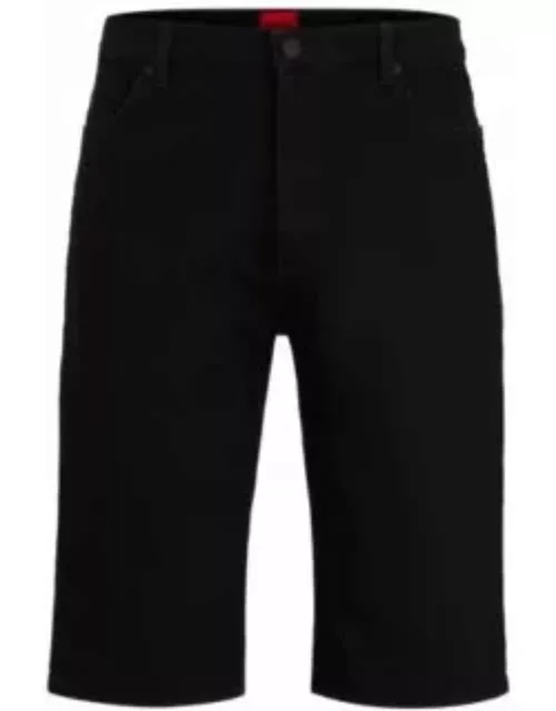 Tapered-fit shorts in black salt-and-pepper denim- Black Men's Jean